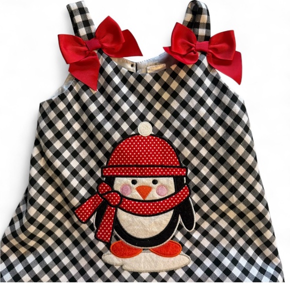 Youngland Baby Girls' Plaid Penguin Dress size 2/3T Holiday Party Outfit - Picture 5 of 7